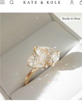 Engagement Ring Duet™ Gold Ring with Clear Pear-Cut Stones